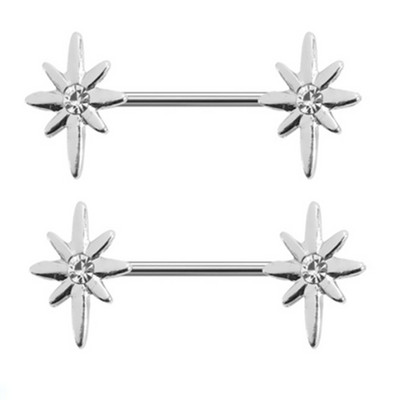 1 Pár Stalness Acél Szív Mellbimbó Piercing Gyűrű 14G Virág Mellbimbó Piercing Súlyzó ékszer Pentagram Mellbimbó Piercing Pajzs szett