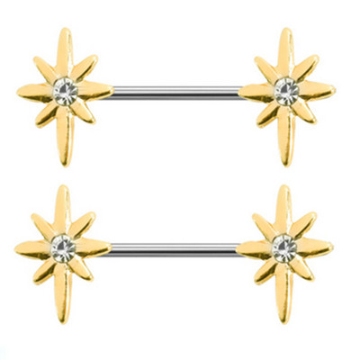 1 Pár Stalness Acél Szív Mellbimbó Piercing Gyűrű 14G Virág Mellbimbó Piercing Súlyzó ékszer Pentagram Mellbimbó Piercing Pajzs szett