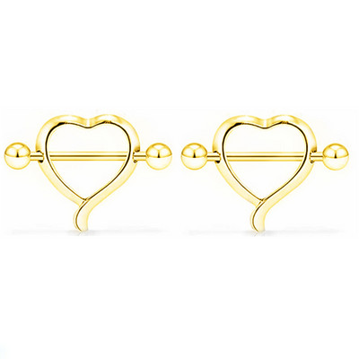 1 Pár Stalness Acél Szív Mellbimbó Piercing Gyűrű 14G Virág Mellbimbó Piercing Súlyzó ékszer Pentagram Mellbimbó Piercing Pajzs szett