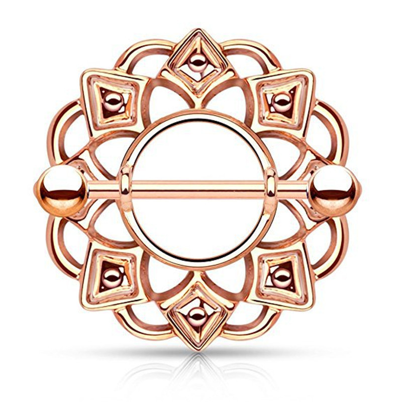 1 Pár Stalness Acél Szív Mellbimbó Piercing Gyűrű 14G Virág Mellbimbó Piercing Súlyzó ékszer Pentagram Mellbimbó Piercing Pajzs szett