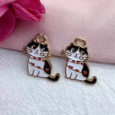 10 buc. Breloc din aliaj de desene animate, pisică, iepure, cercei drăguț, bricolaj, breloc, pandantiv, accesorii de bijuterii pentru confecţionare