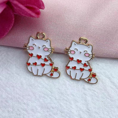 10 buc. Breloc din aliaj de desene animate, pisică, iepure, cercei drăguț, bricolaj, breloc, pandantiv, accesorii de bijuterii pentru confecţionare