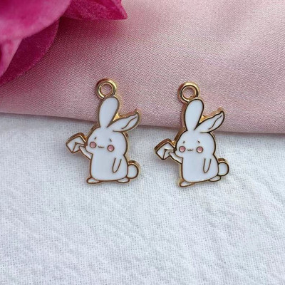 10 buc. Breloc din aliaj de desene animate, pisică, iepure, cercei drăguț, bricolaj, breloc, pandantiv, accesorii de bijuterii pentru confecţionare