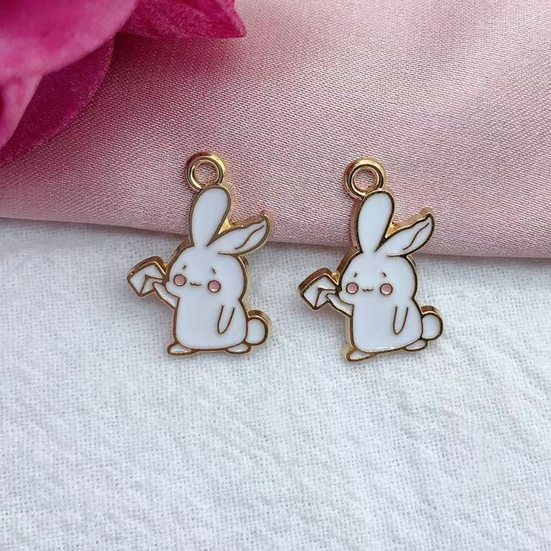 10 buc. Breloc din aliaj de desene animate, pisică, iepure, cercei drăguț, bricolaj, breloc, pandantiv, accesorii de bijuterii pentru confecţionare