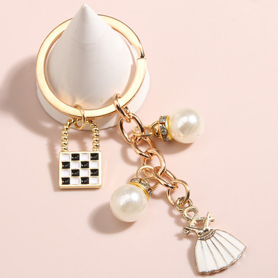 Creativitate Breloc lucrat manual Pălărie Coroană cu perle Breloc dulci Breloc pentru femei Fete Accesorii pentru geantă Bijuterii DIY Cadouri