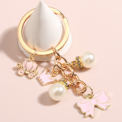 Creativitate Breloc lucrat manual Pălărie Coroană cu perle Breloc dulci Breloc pentru femei Fete Accesorii pentru geantă Bijuterii DIY Cadouri