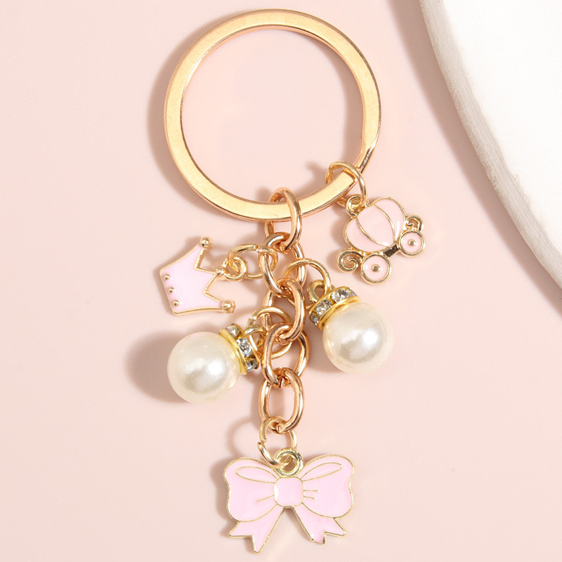 Creativitate Breloc lucrat manual Pălărie Coroană cu perle Breloc dulci Breloc pentru femei Fete Accesorii pentru geantă Bijuterii DIY Cadouri