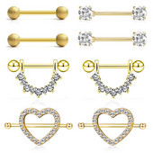 Mat set za piercing za bradavice od nehrđajućeg čelika 14G kristalni prsten za bradavice Nakit za tijelo Veliki paket za piercing za jezik Paket šipki za piercing za bradavice