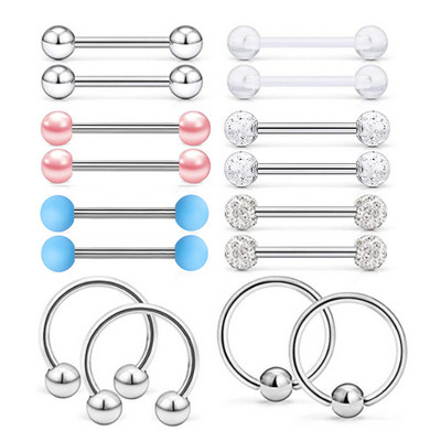 Rozsdamentes acél szív mellbimbó piercing ékszer szett virág mellbimbó súlyzó csomag kristály mellbimbó gyűrű szexi testpiercing Pezon