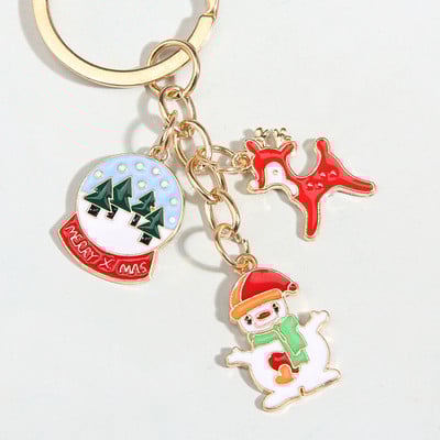 Breloc drăguț emailat, pom de Crăciun, clopoțel, breloc pentru chei de Moș Crăciun, cadouri de Crăciun pentru femei, bărbați, bijuterii lucrate manual
