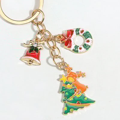Breloc drăguț emailat, pom de Crăciun, clopoțel, breloc pentru chei de Moș Crăciun, cadouri de Crăciun pentru femei, bărbați, bijuterii lucrate manual
