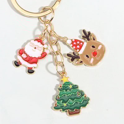 Breloc drăguț emailat, pom de Crăciun, clopoțel, breloc pentru chei de Moș Crăciun, cadouri de Crăciun pentru femei, bărbați, bijuterii lucrate manual