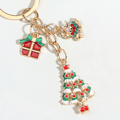 Breloc drăguț emailat, pom de Crăciun, clopoțel, breloc pentru chei de Moș Crăciun, cadouri de Crăciun pentru femei, bărbați, bijuterii lucrate manual