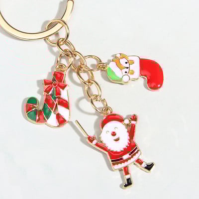 Breloc drăguț emailat, pom de Crăciun, clopoțel, breloc pentru chei de Moș Crăciun, cadouri de Crăciun pentru femei, bărbați, bijuterii lucrate manual