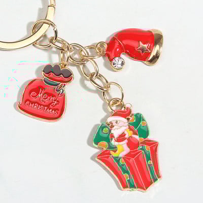 Breloc drăguț emailat, pom de Crăciun, clopoțel, breloc pentru chei de Moș Crăciun, cadouri de Crăciun pentru femei, bărbați, bijuterii lucrate manual