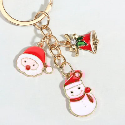 Breloc drăguț emailat, pom de Crăciun, clopoțel, breloc pentru chei de Moș Crăciun, cadouri de Crăciun pentru femei, bărbați, bijuterii lucrate manual