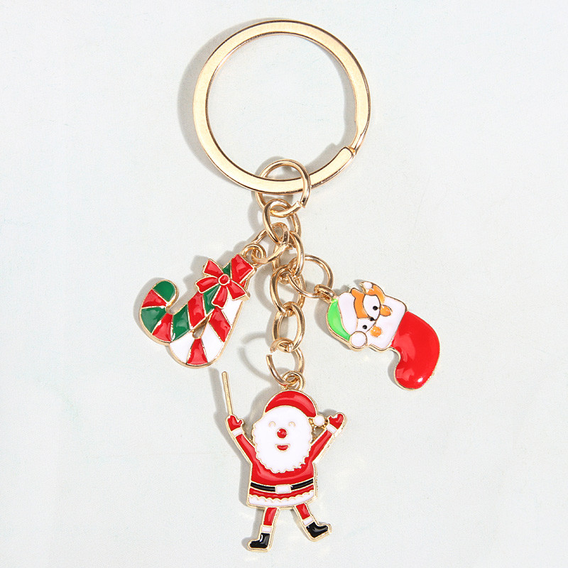 Breloc drăguț emailat, pom de Crăciun, clopoțel, breloc pentru chei de Moș Crăciun, cadouri de Crăciun pentru femei, bărbați, bijuterii lucrate manual