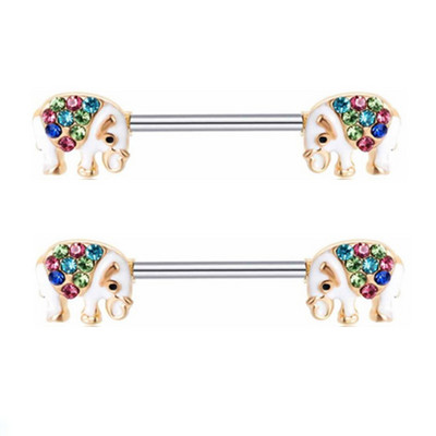 Bară de piercing pentru mamelon pentru flori de albină din oțel inoxidabil 14G foarfece pentru păsări Bijuterii pentru piercing pentru mamelon Frunze elefant inel pentru mamelon