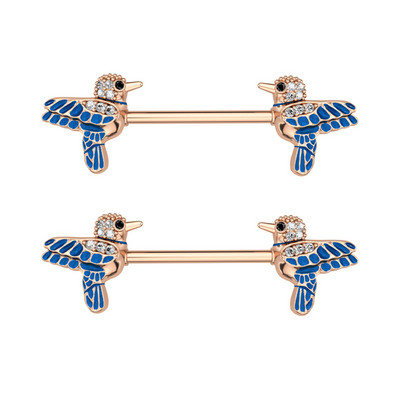 Bară de piercing pentru mamelon pentru flori de albină din oțel inoxidabil 14G foarfece pentru păsări Bijuterii pentru piercing pentru mamelon Frunze elefant inel pentru mamelon