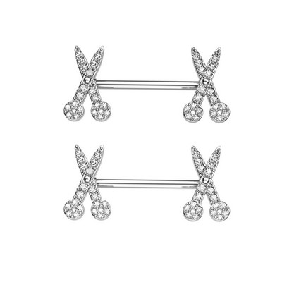 Bară de piercing pentru mamelon pentru flori de albină din oțel inoxidabil 14G foarfece pentru păsări Bijuterii pentru piercing pentru mamelon Frunze elefant inel pentru mamelon