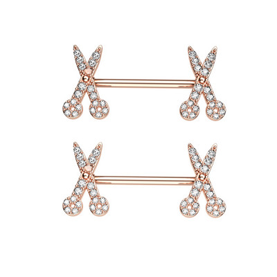 Bară de piercing pentru mamelon pentru flori de albină din oțel inoxidabil 14G foarfece pentru păsări Bijuterii pentru piercing pentru mamelon Frunze elefant inel pentru mamelon