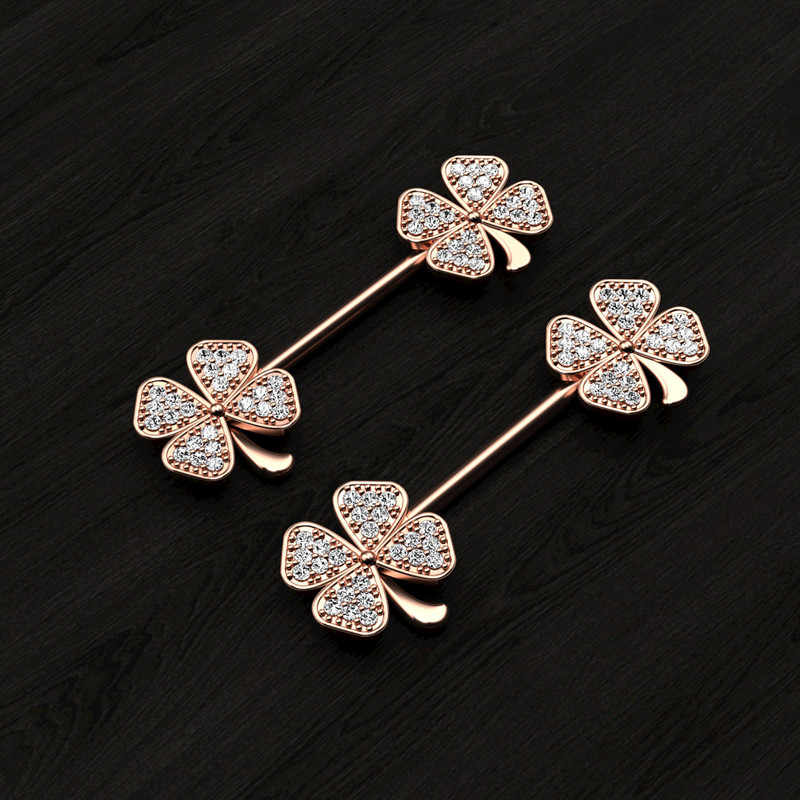 Bară de piercing pentru mamelon pentru flori de albină din oțel inoxidabil 14G foarfece pentru păsări Bijuterii pentru piercing pentru mamelon Frunze elefant inel pentru mamelon