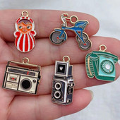 10 buc. Biciclete de biciclete cu fonograf pentru aparat de fotografiat vintage email pentru confectionarea de bijuterii, lucrate manual, coliere, pandantive, bratari, accesorii