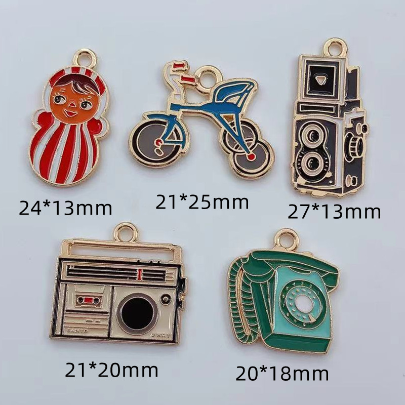 10 buc. Biciclete de biciclete cu fonograf pentru aparat de fotografiat vintage email pentru confectionarea de bijuterii, lucrate manual, coliere, pandantive, bratari, accesorii