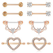 Set de piercing pentru mamelon din oțel chirurgical, set de piercing pentru mamelon de cristal 14G, lot lot de inele pentru limbă, bijuterii fermecătoare pentru piercing pentru mamelon