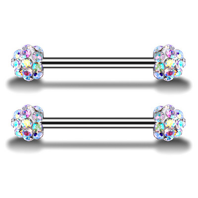 Set de piercing pentru mamelon din oțel chirurgical, set de piercing pentru mamelon de cristal 14G, lot lot de inele pentru limbă, bijuterii fermecătoare pentru piercing pentru mamelon
