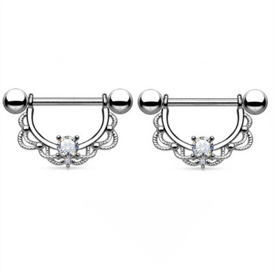 Set de piercing pentru mamelon din oțel chirurgical, set de piercing pentru mamelon de cristal 14G, lot lot de inele pentru limbă, bijuterii fermecătoare pentru piercing pentru mamelon