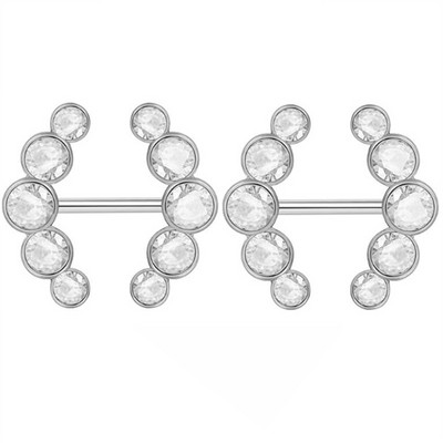 Set de piercing pentru mamelon din oțel chirurgical, set de piercing pentru mamelon de cristal 14G, lot lot de inele pentru limbă, bijuterii fermecătoare pentru piercing pentru mamelon