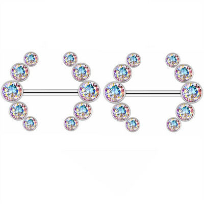 Set de piercing pentru mamelon din oțel chirurgical, set de piercing pentru mamelon de cristal 14G, lot lot de inele pentru limbă, bijuterii fermecătoare pentru piercing pentru mamelon