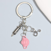 Breloc de medicină, stetoscop, seringă, breloc instrumente medicale, lanțuri de chei pentru doctor, asistentă medicală, cadouri pentru femei, bărbați, bijuterii lucrate manual