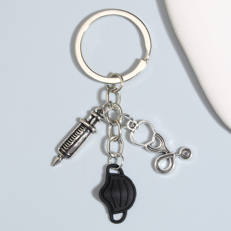 Breloc de medicină, stetoscop, seringă, breloc instrumente medicale, lanțuri de chei pentru doctor, asistentă medicală, cadouri pentru femei, bărbați, bijuterii lucrate manual