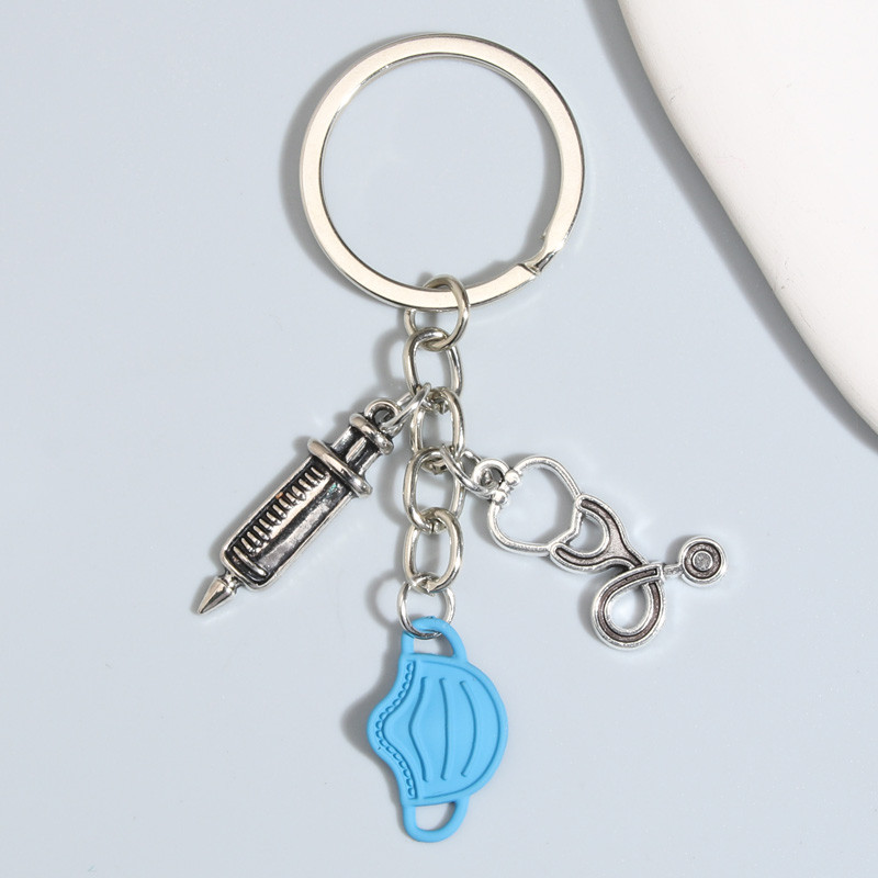 Breloc de medicină, stetoscop, seringă, breloc instrumente medicale, lanțuri de chei pentru doctor, asistentă medicală, cadouri pentru femei, bărbați, bijuterii lucrate manual