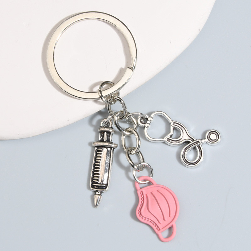 Breloc de medicină, stetoscop, seringă, breloc instrumente medicale, lanțuri de chei pentru doctor, asistentă medicală, cadouri pentru femei, bărbați, bijuterii lucrate manual