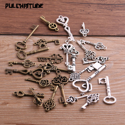 10τμχ Vintage Metal Mixed Δίχρωμα Small key Charms Μενταγιόν για κοσμήματα Making Diy Handmade Jewelry