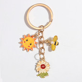 Crtani privjesak za ključeve Suncokret Medonosna pčela Sunce privjesak za ključeve Emajlirani privjesci za ključeve Suveniri Pokloni za žene Muškarci Dodaci za torbice DIY nakit