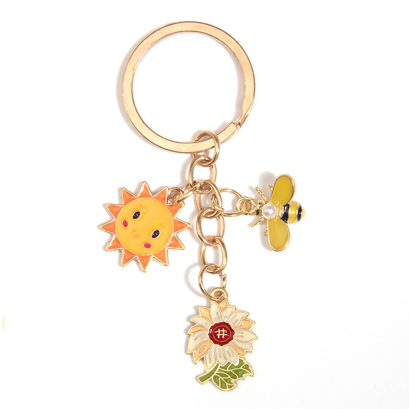 Crtani privjesak za ključeve Suncokret Medonosna pčela Sunce privjesak za ključeve Emajlirani privjesci za ključeve Suveniri Pokloni za žene Muškarci Dodaci za torbice DIY nakit