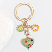 Breloc drăguț, mini inimă de flori, breloc chei emailat, cadouri de suvenir pentru femei, fete, geantă, accesoriu, chei de mașină, bijuterii DIY