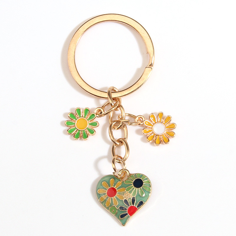 Breloc drăguț, mini inimă de flori, breloc chei emailat, cadouri de suvenir pentru femei, fete, geantă, accesoriu, chei de mașină, bijuterii DIY