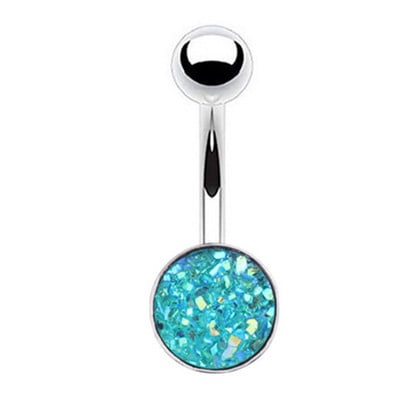 Inel pentru piercing pentru buric din cristal din oțel chirurgical 14G Inel pentru buric cu flori din aur roz