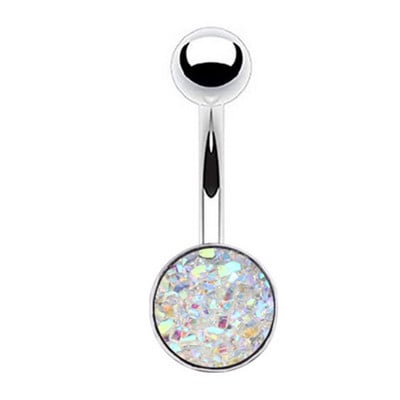 Inel pentru piercing pentru buric din cristal din oțel chirurgical 14G Inel pentru buric cu flori din aur roz