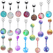 Piercing pentru buric cu sclipici, 1/2 bucată, oțel chirurgical, 14G, bară strălucitoare pentru buric, piercing pentru corp, bijuterii sexy pentru buric, inel drăguț pentru burtă