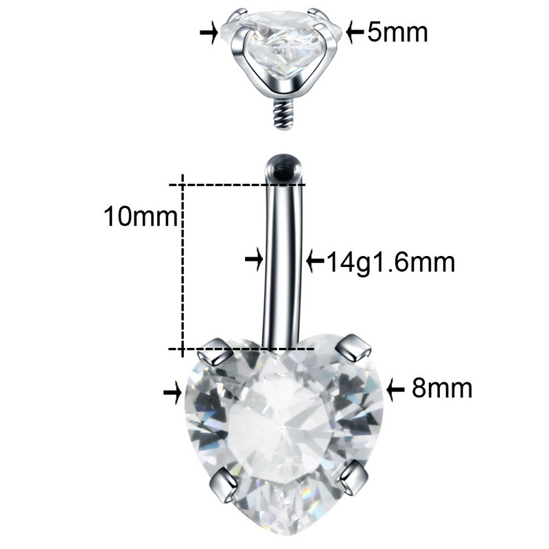 1/2 bucată inel de piercing pentru buric din cristal, oțel chirurgical 14G, zircon, piercing pentru burtă, inel de cristal pentru buric, piercing sexy pentru buric