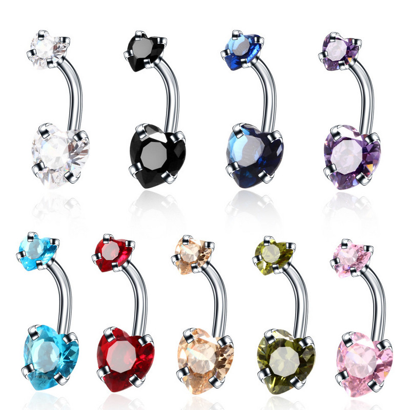 1/2 bucată inel de piercing pentru buric din cristal, oțel chirurgical 14G, zircon, piercing pentru burtă, inel de cristal pentru buric, piercing sexy pentru buric