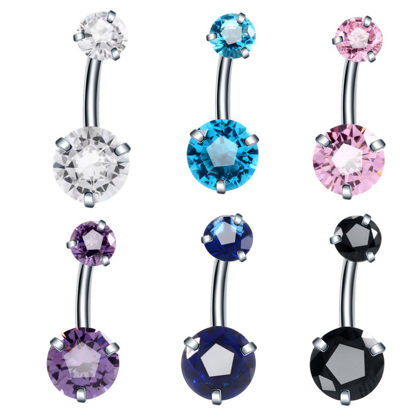 1/2 bucată inel de piercing pentru buric din cristal, oțel chirurgical 14G, zircon, piercing pentru burtă, inel de cristal pentru buric, piercing sexy pentru buric