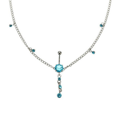 1 bucată de cristal piercing burtă lanț din oțel chirurgical 14G coada de păun inel pentru buric cu lanț pentru talie inel pentru burtă bijuterii