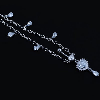 1 bucată de cristal piercing burtă lanț din oțel chirurgical 14G coada de păun inel pentru buric cu lanț pentru talie inel pentru burtă bijuterii